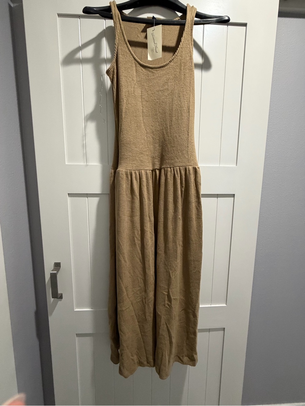 Universal Thread Sleeveless Knit Jumpsuit in Tan